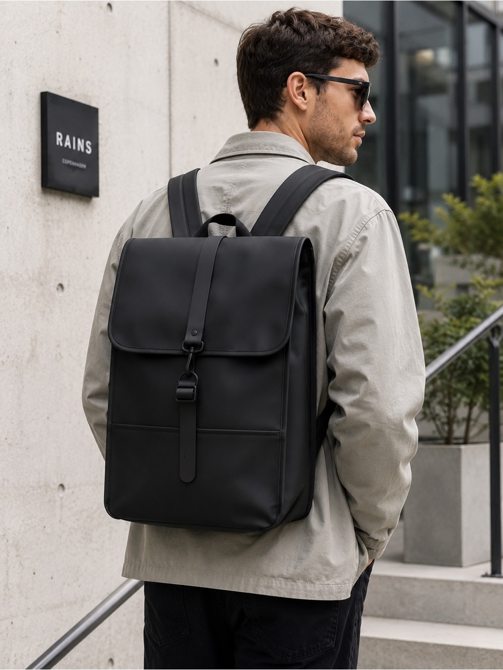 RAINS Backpack W3 Black Waterproof Laptop Backpack NWT